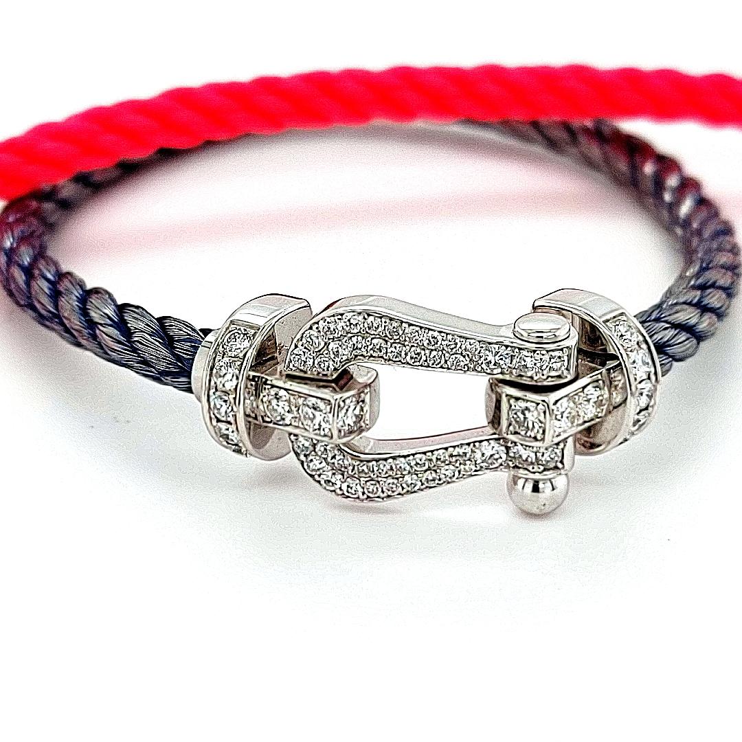 Fred Force 10:: serti de diamants taille brillant:: avec bracelet câble rouge et bleu 7