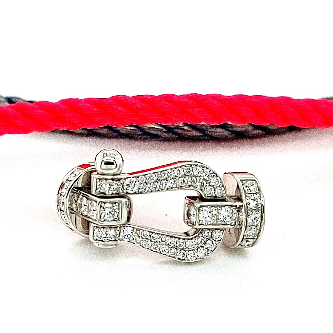 Fred Force 10:: serti de diamants taille brillant:: avec bracelet câble rouge et bleu 8