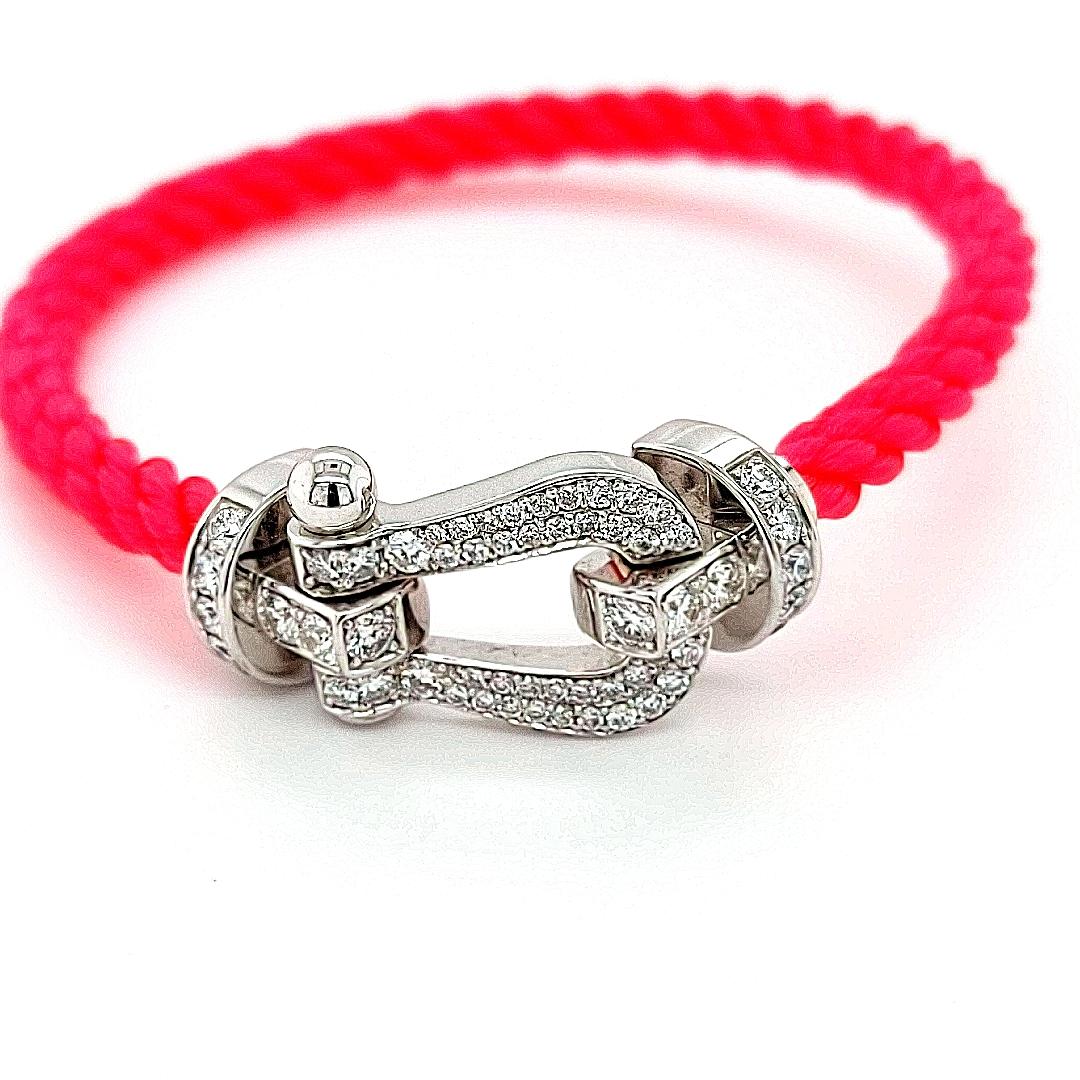 Fred Force 10:: serti de diamants taille brillant:: avec bracelet câble rouge et bleu 1