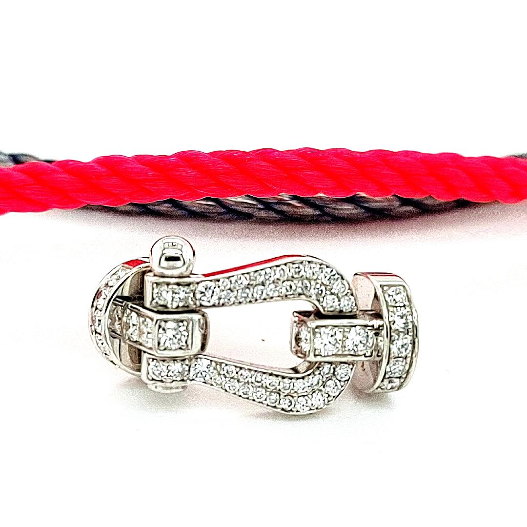 Fred Force 10:: serti de diamants taille brillant:: avec bracelet câble rouge et bleu 2