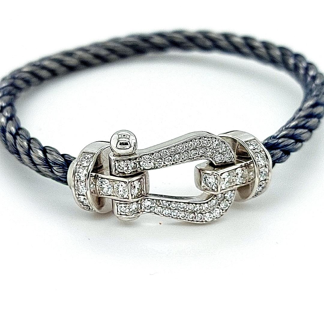 Fred Force 10:: serti de diamants taille brillant:: avec bracelet câble rouge et bleu 3