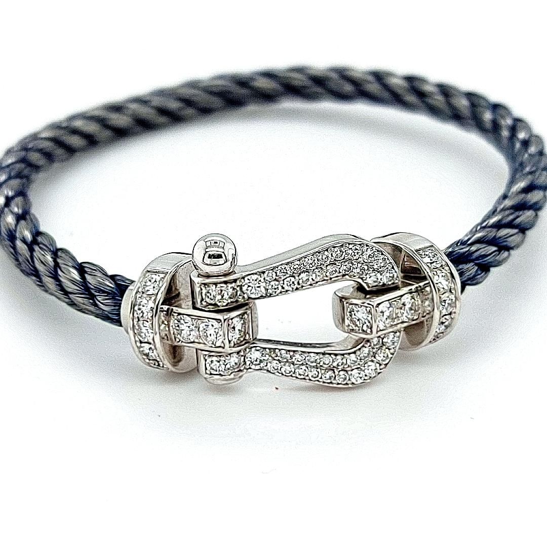 Fred Force 10, Set with Brilliant Cut Diamonds, with Red and Blue Cable Bracelet 2