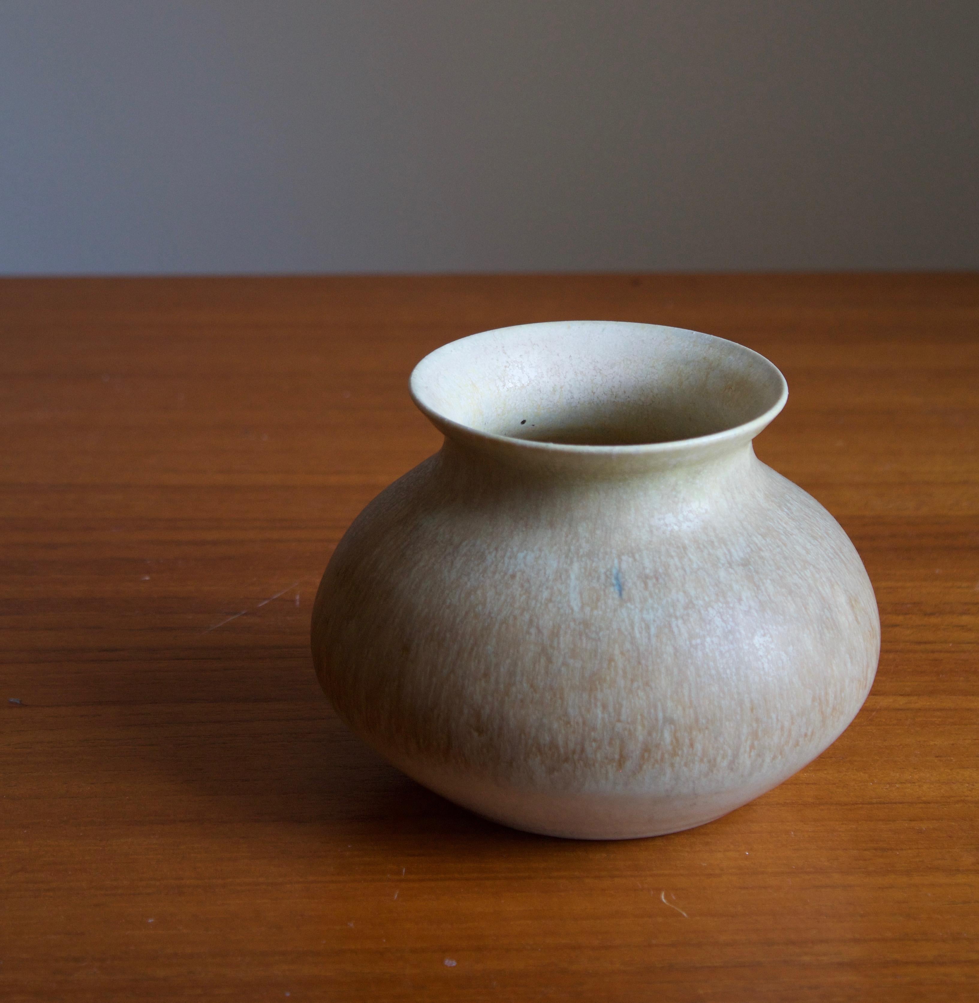 Modern Fred Forslund, Small Vase, Glazed Stoneware, Artists Studio, Sweden, 1978