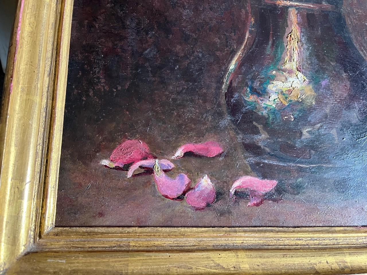 Early Twentieth Century Newlyn School Still Life of Flowers in Vase Oil Painting For Sale 1