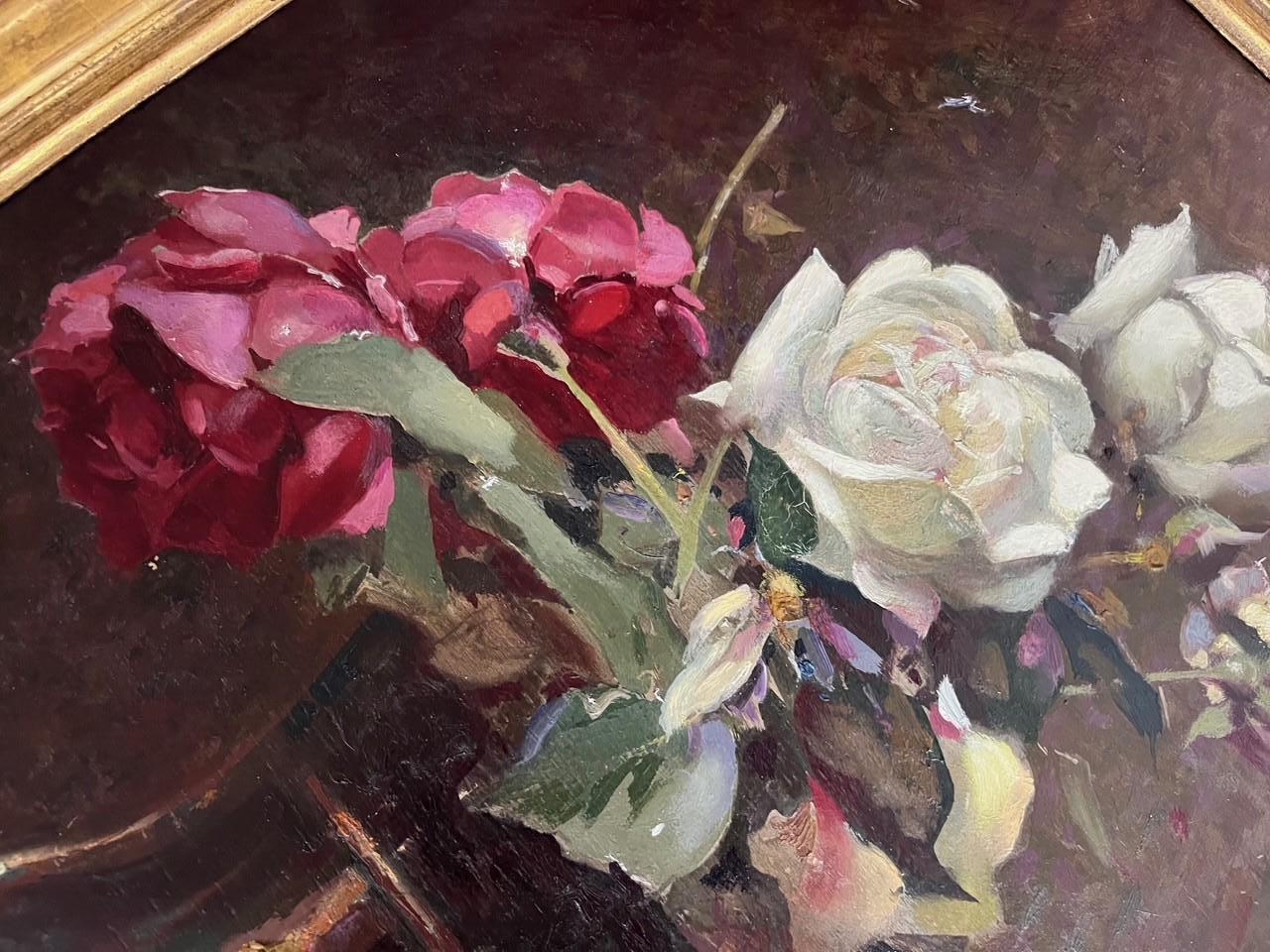 Early Twentieth Century Newlyn School Still Life of Flowers in Vase Oil Painting For Sale 2
