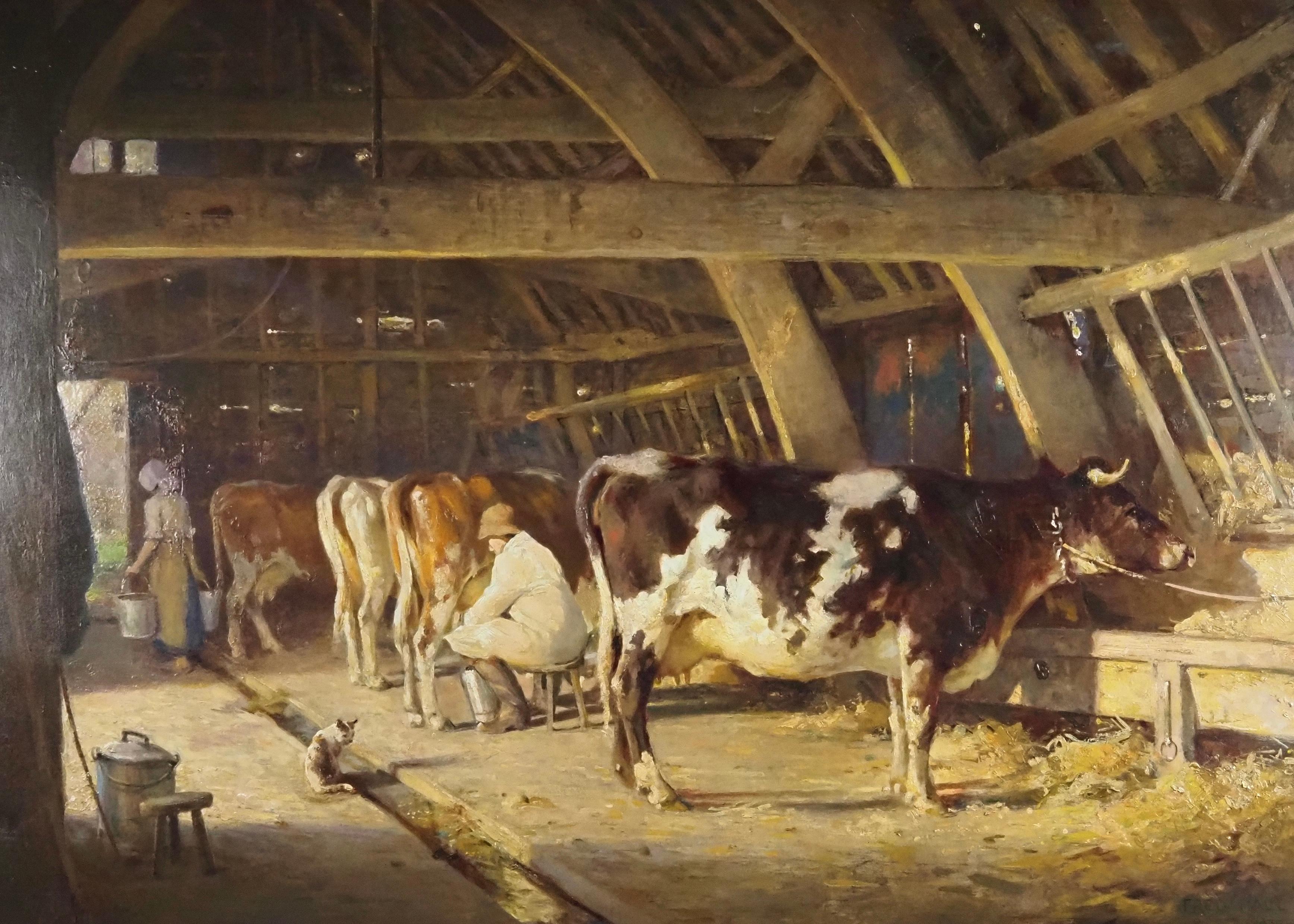 In the old timbered byre - Painting by Fred Hall
