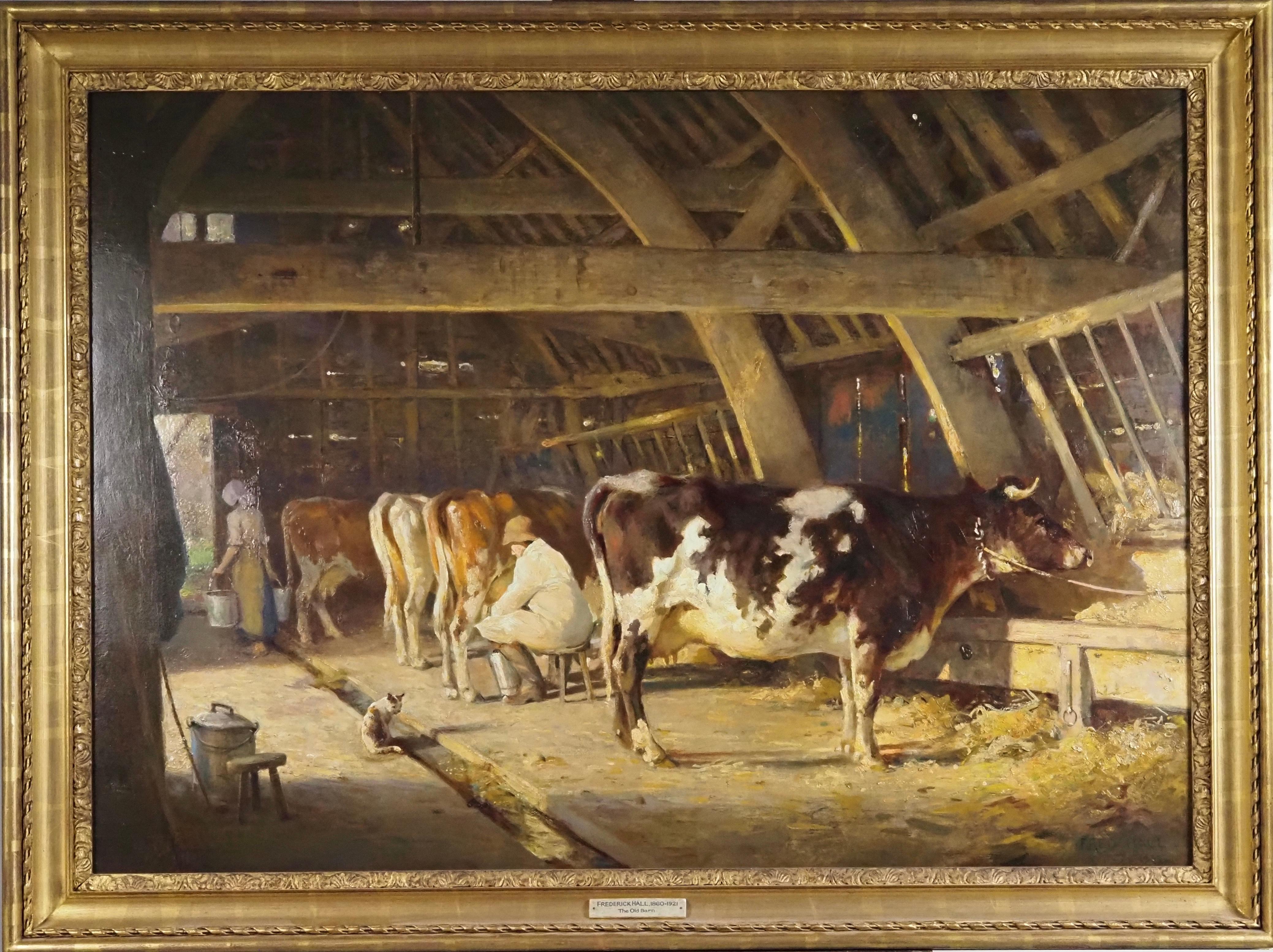 Fred Hall Animal Painting - In the old timbered byre
