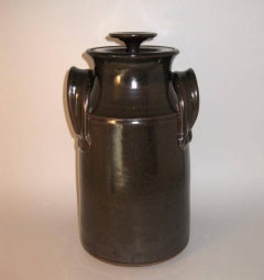 Fred Hamann Studio Art Stoneware Pottery Lidded Canister
