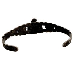 Bracelet en argent massif et turquoise « Thunderbird » de l'époque Fred Harvey
