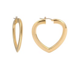 Fred Heart Creole Hoop Earrings 18K Yellow Gold