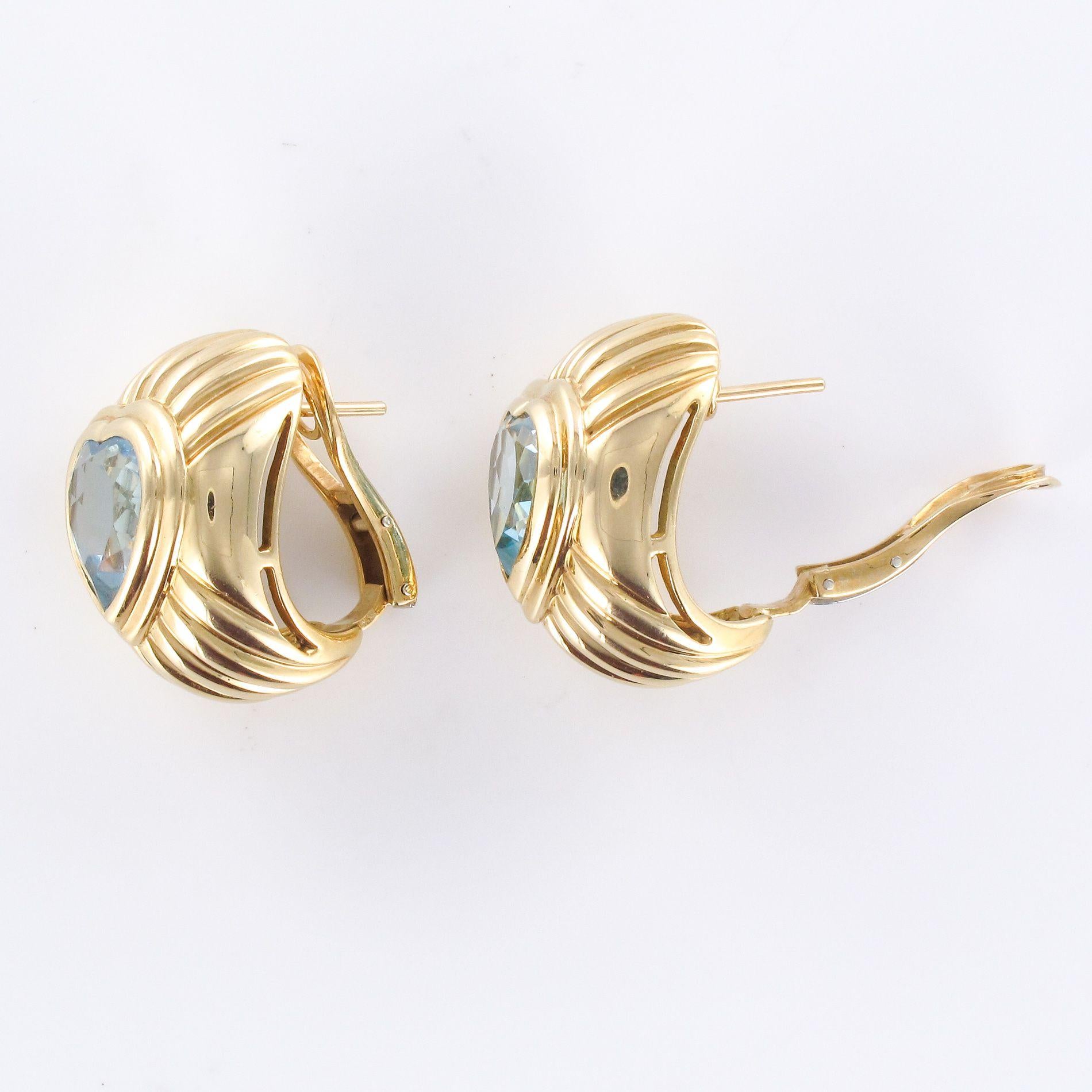 Modern Fred Heart Shape Topaz 18 Karat Yellow Gold Stud Earrings 4