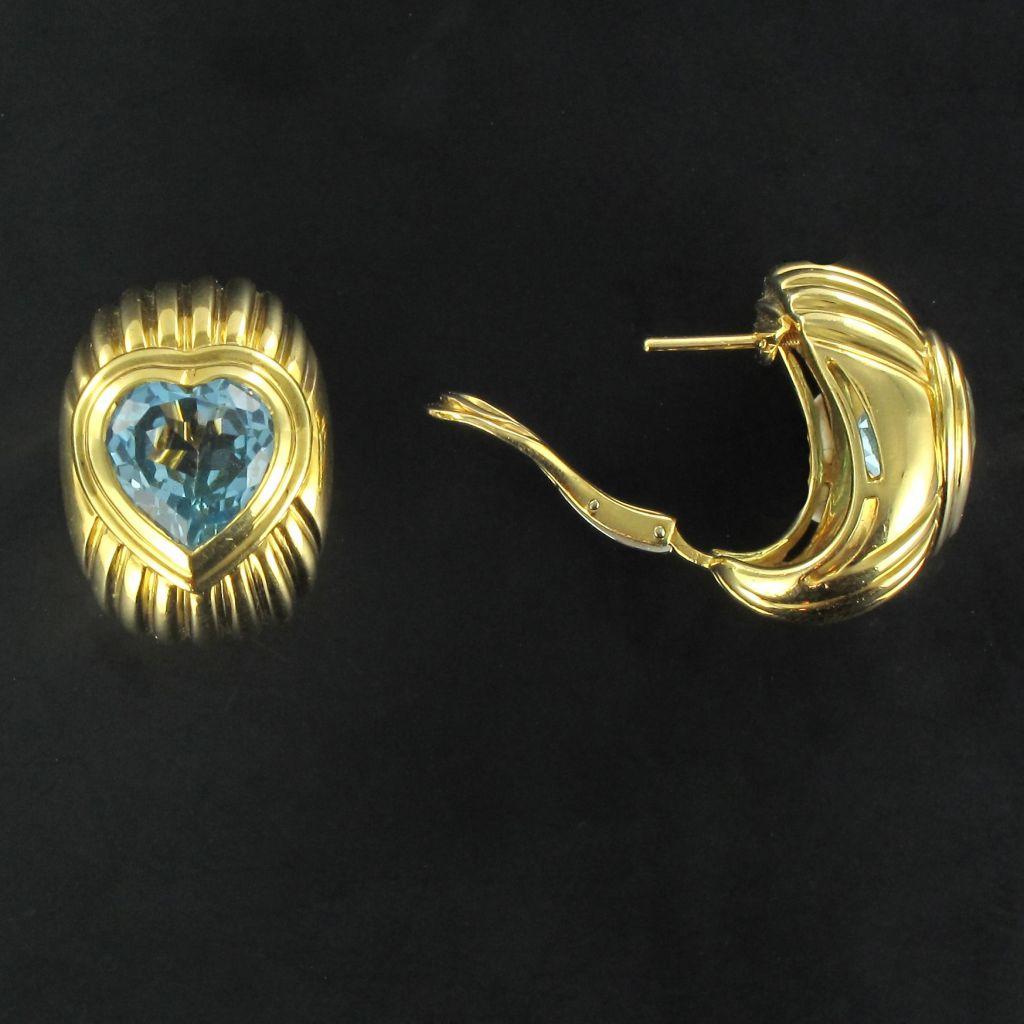 Modern Fred Heart Shape Topaz 18 Karat Yellow Gold Stud Earrings 6