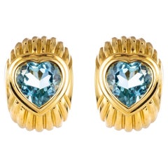 Modern Fred Heart Shape Topaz 18 Karat Yellow Gold Stud Earrings