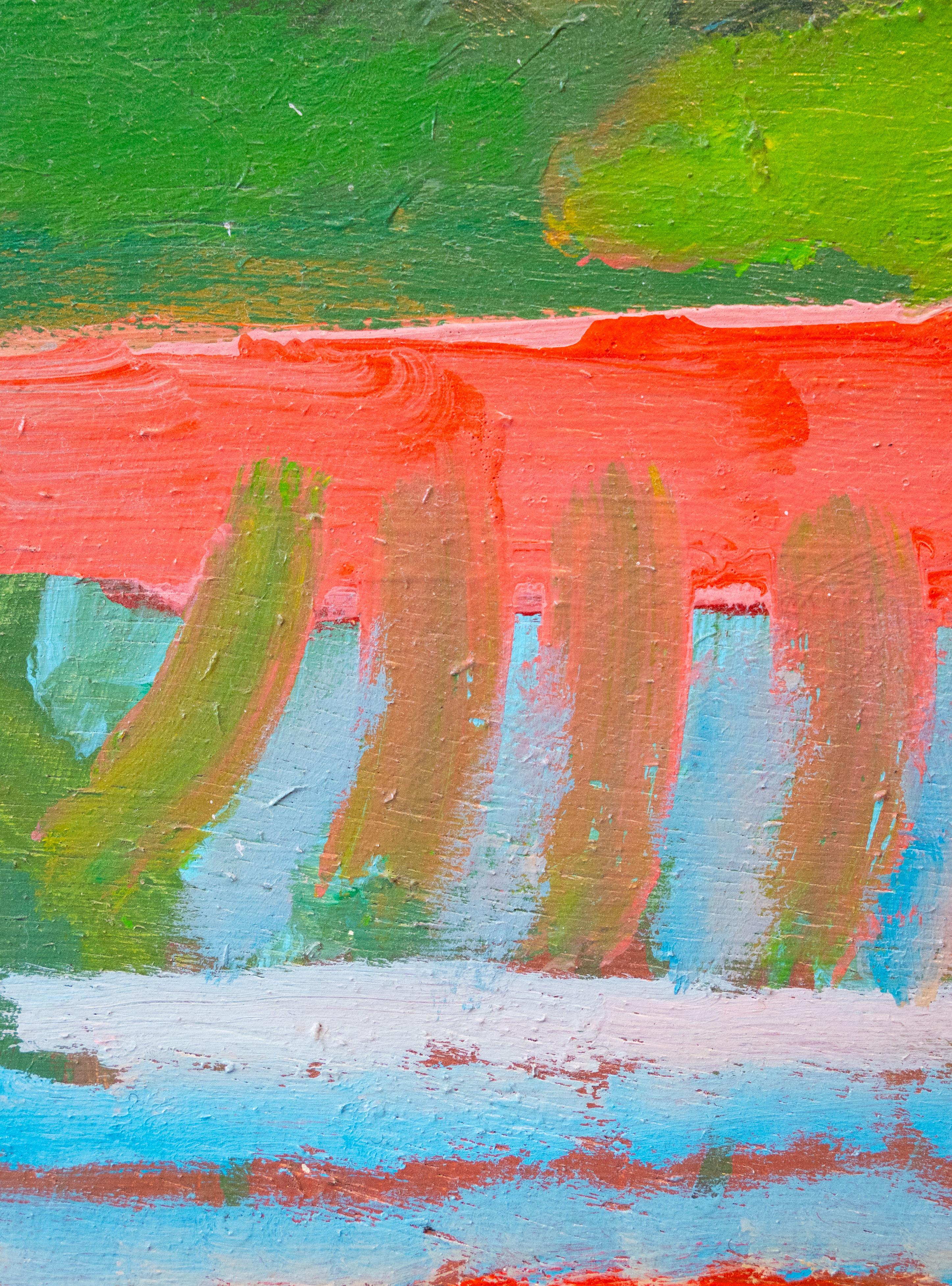 Issyrac, Provence; evening light - Blue Landscape Painting by Fred Ingrams