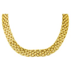 Fred Joaillerie 1960's 18 Karat Yellow Gold Woven Link Vintage Collar Necklace