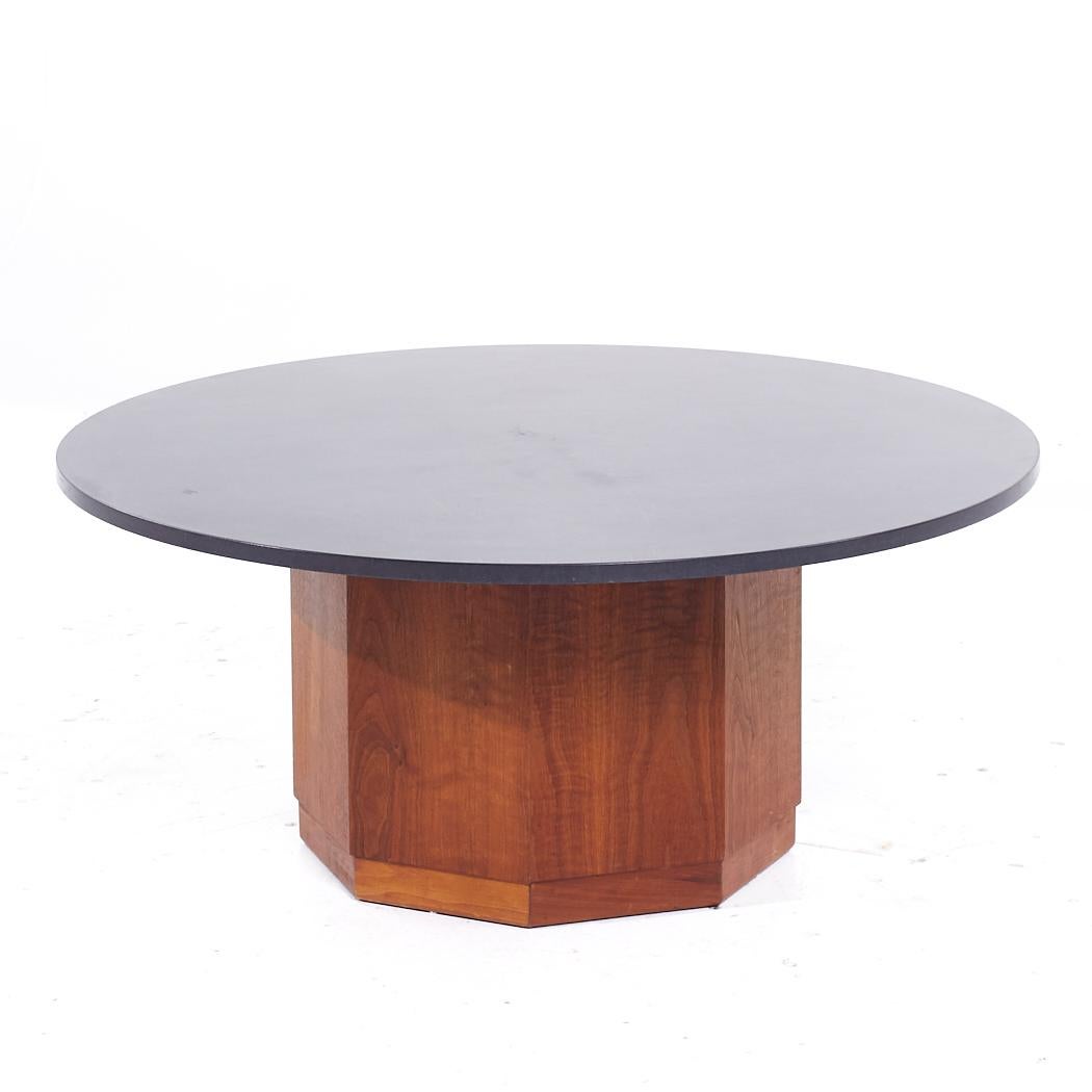 Late 20th Century Fred Kemp for Founders Mid Century Soapstone and Walnut Coffee Table For Sale
