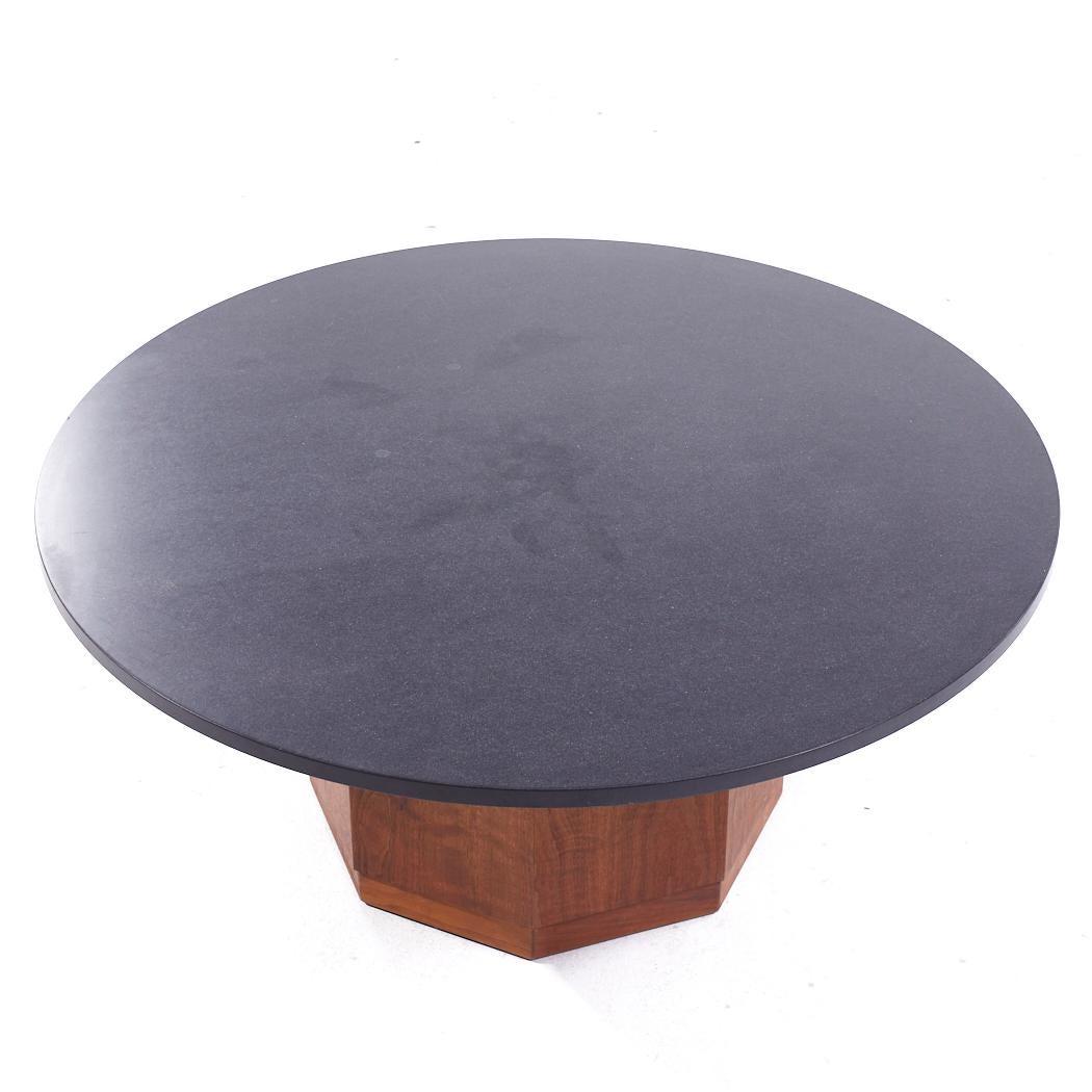 Fred Kemp for Founders Mid Century Soapstone and Walnut Coffee Table For Sale 2