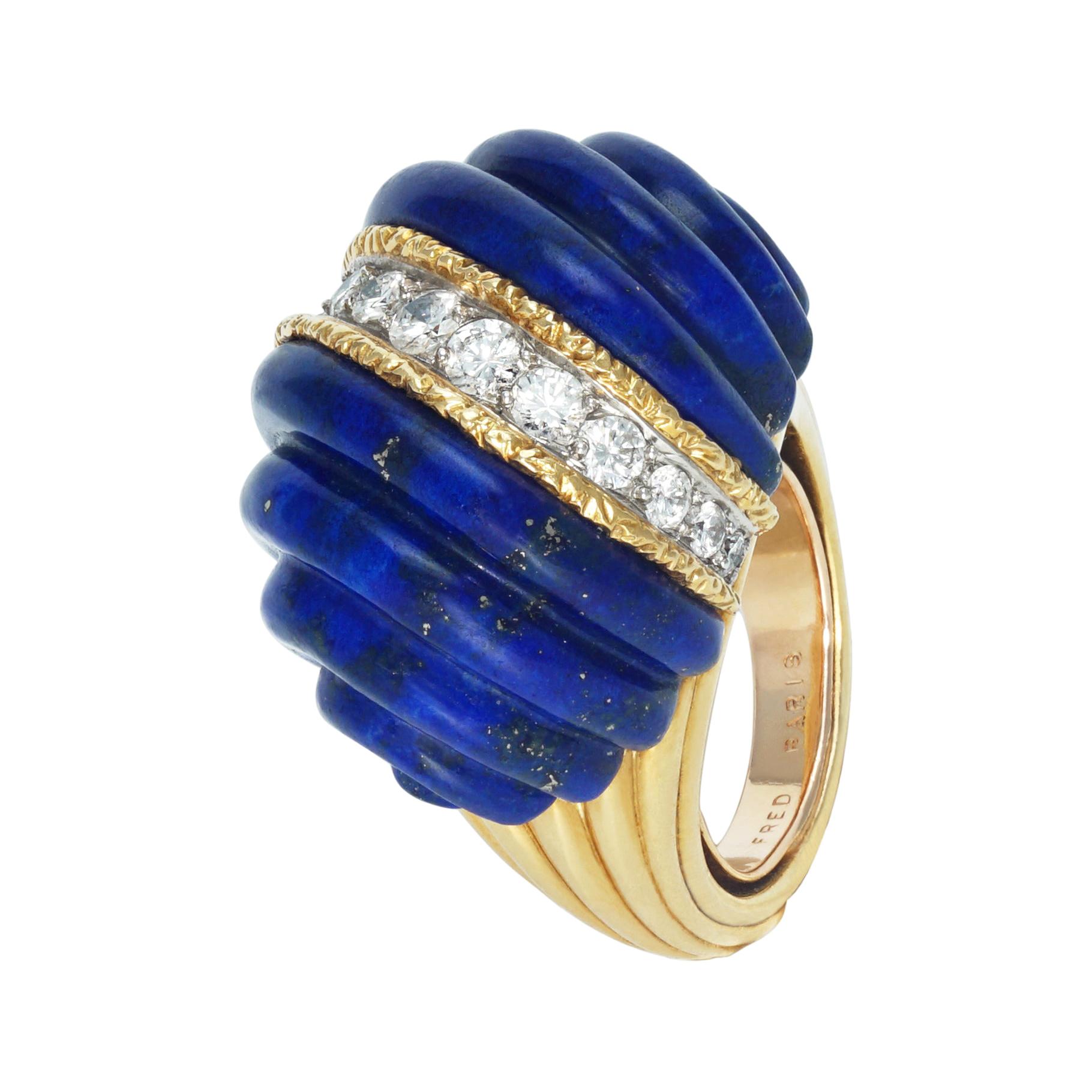 Fred Lapis-Lazuli and Diamonds Ring