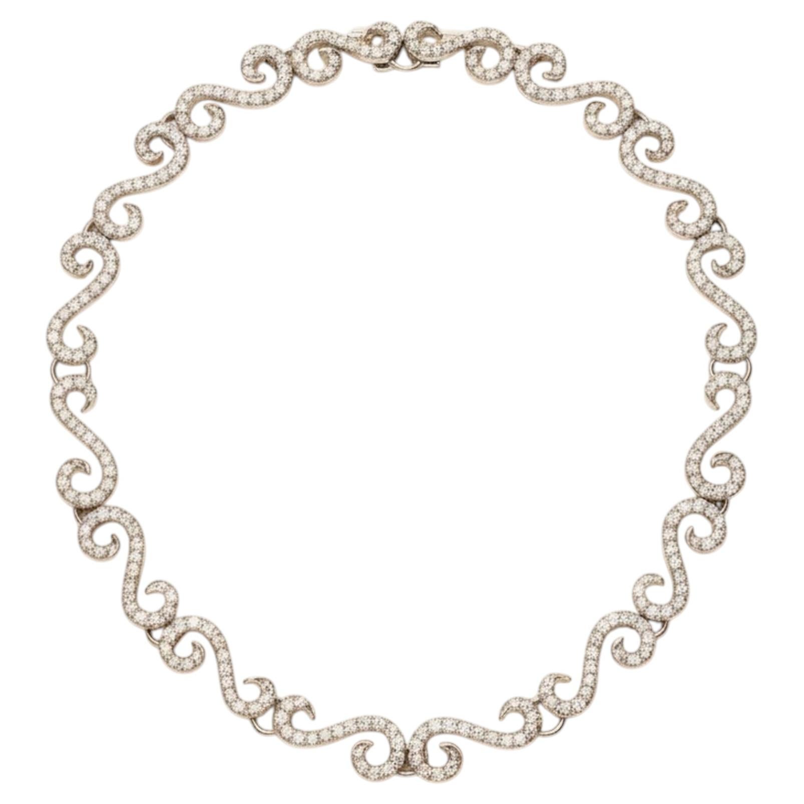 Pre-owned Fred Leighton 18k Diamond "s" Link Choker Necklace In Multiple