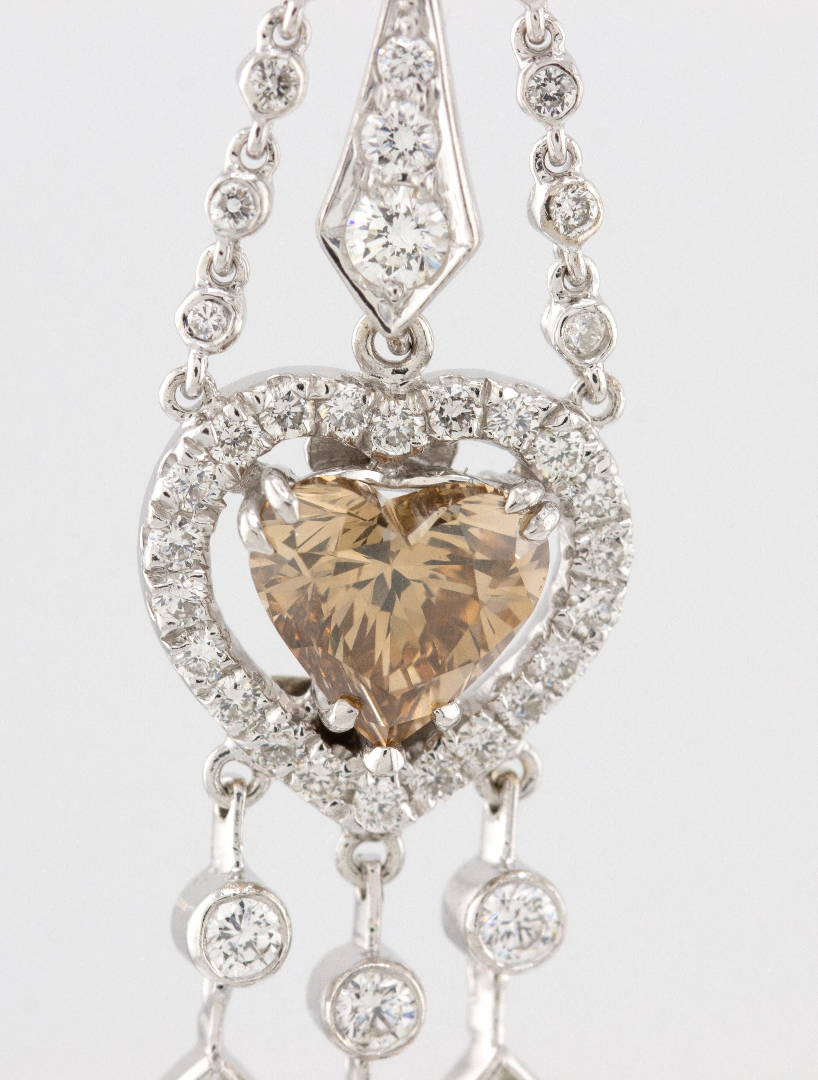 Modern Fred Leighton 18K White Gold Champagne Diamond Earrings For Sale