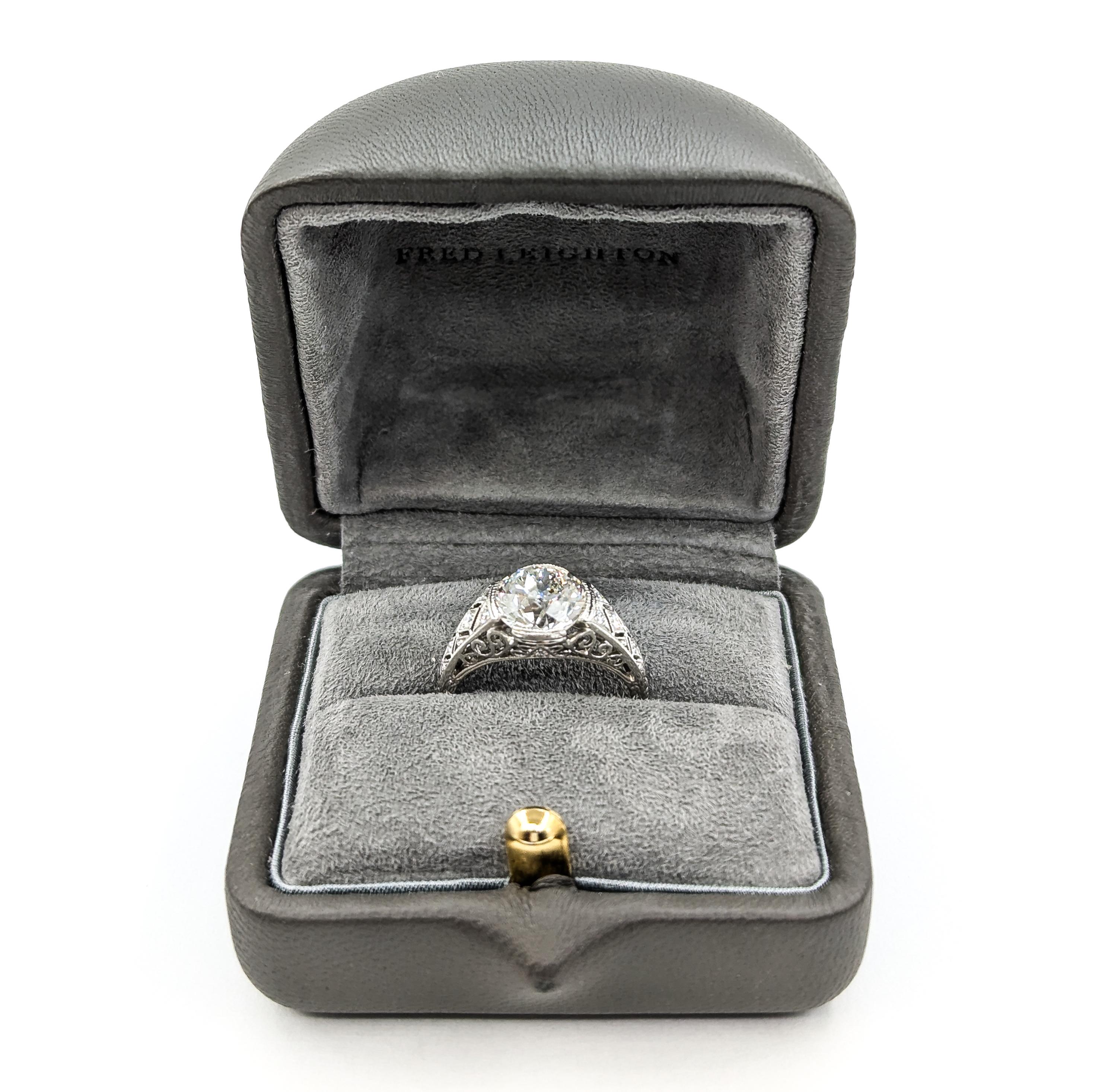 Round Cut Fred Leighton 2.06ct Diamond Platinum Engagement Ring