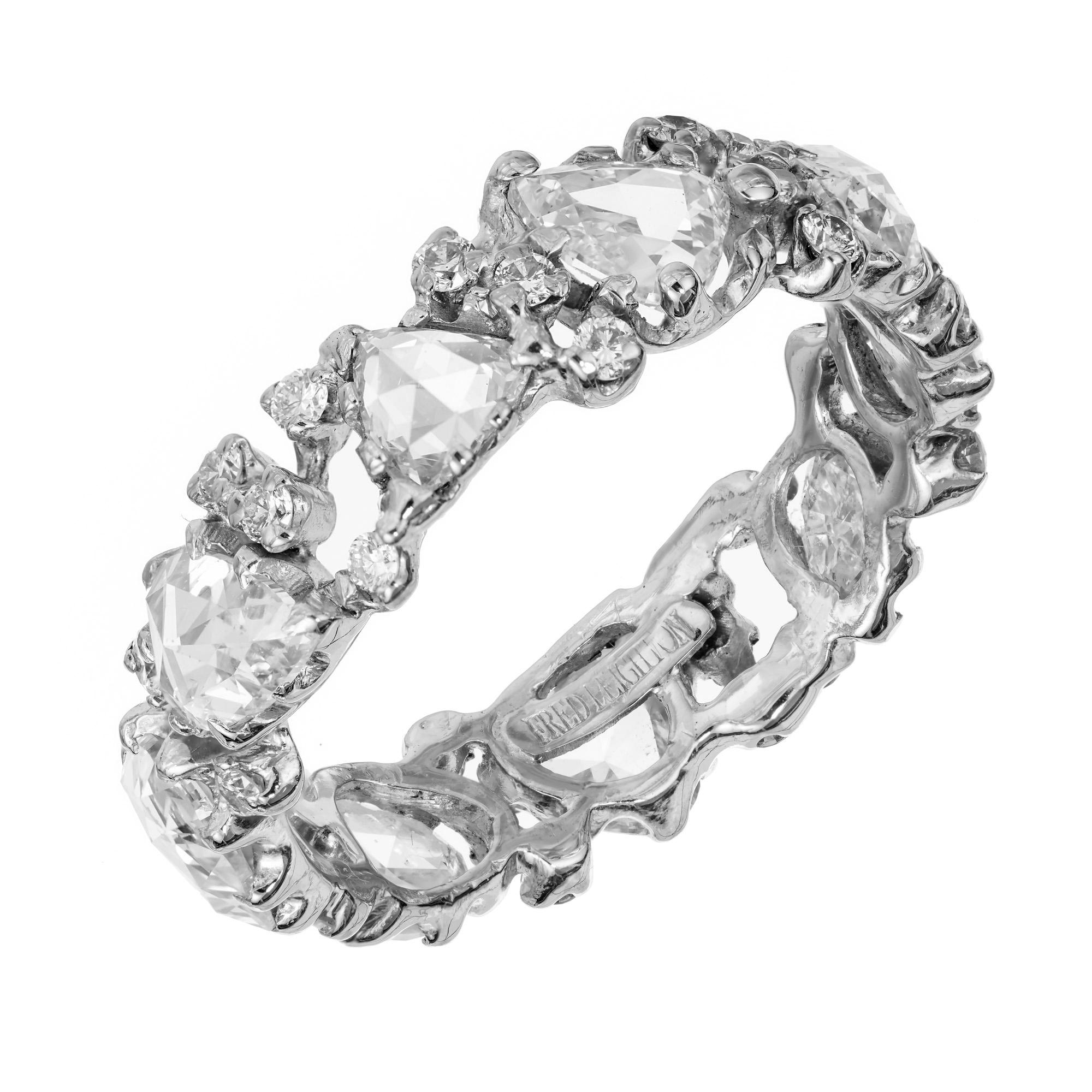 Fred Leighton Eternity-Ehering mit 2,70 Karat Diamant in Weißgold  (Rosenschliff) im Angebot