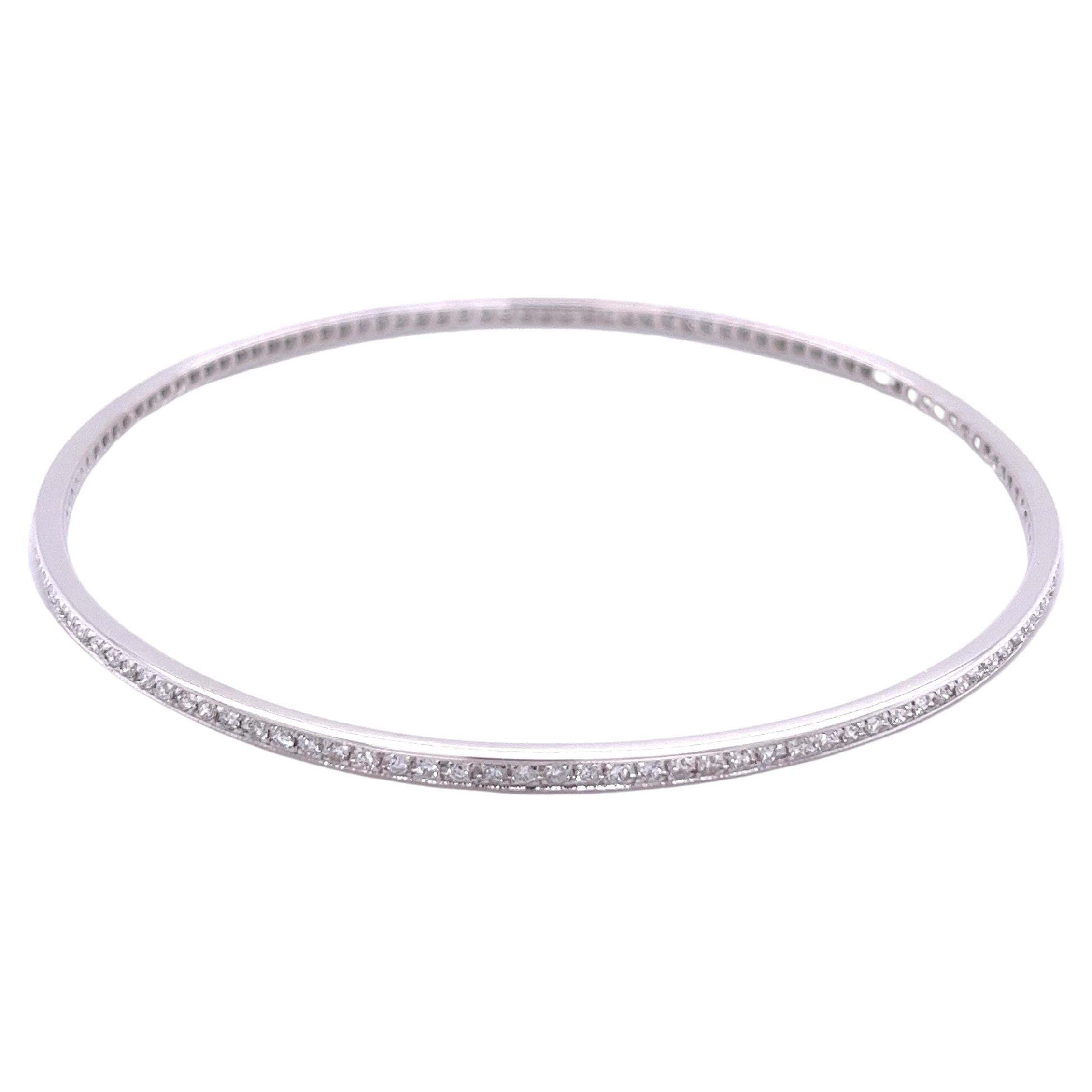 Fred Leighton 3 Carat Round Cut Diamond Bangle in 18k White Gold For Sale