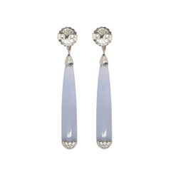 FRED LEIGHTON Pendientes Gota Calcedonia Azul Diamante