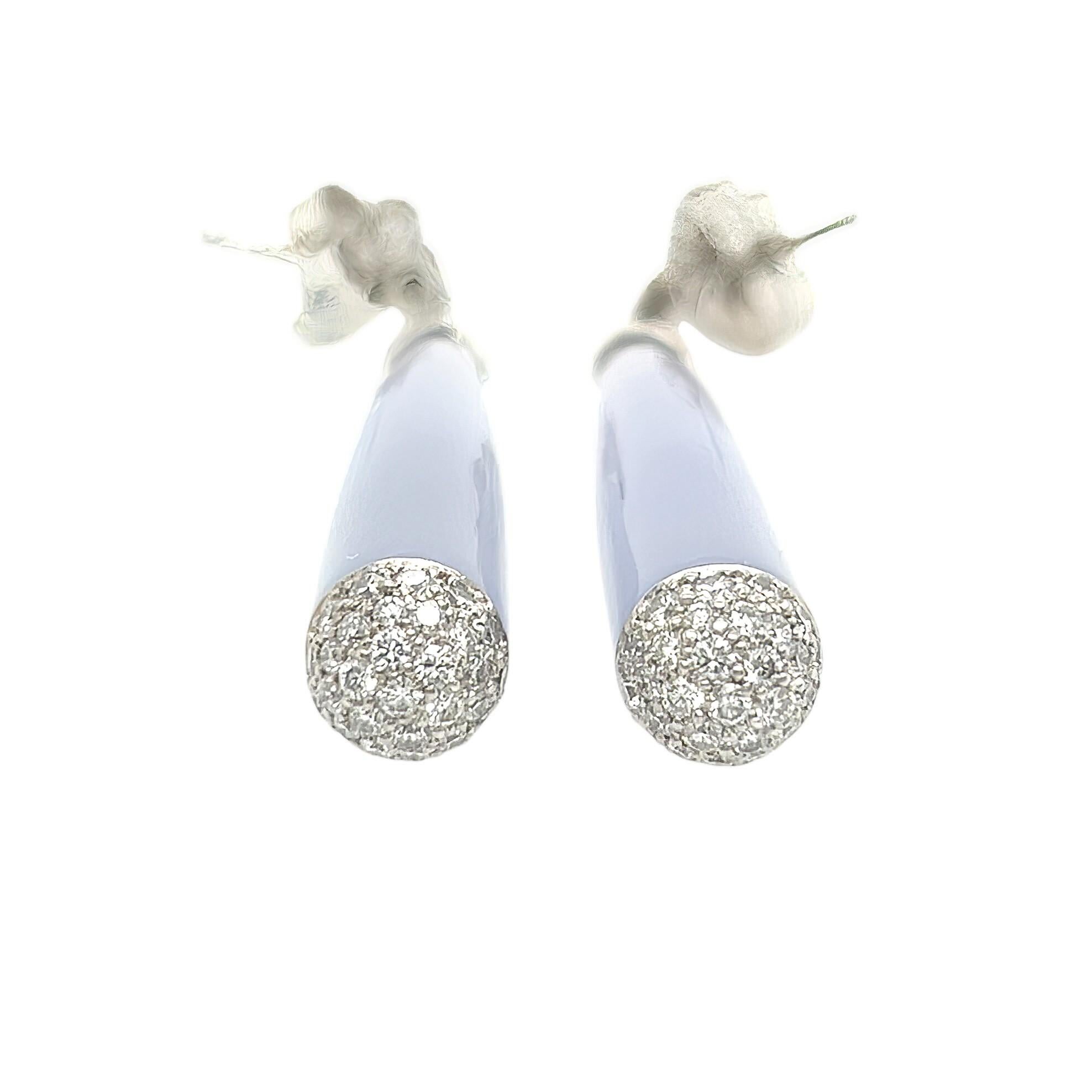 Brilliant Cut FRED LEIGHTON Blue Chalcedony Diamond Drop Earrings For Sale