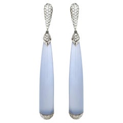 FRED LEIGHTON Blaue Chalcedon-Diamant-Tropfen-Ohrringe