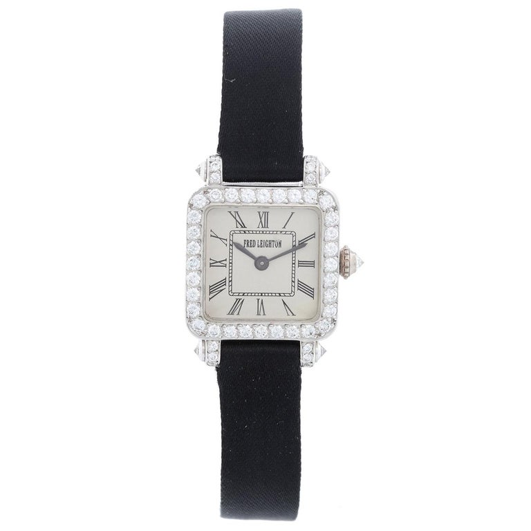 Fred Leighton by Charles Oudin White Gold Diamond Watch at 1stDibs