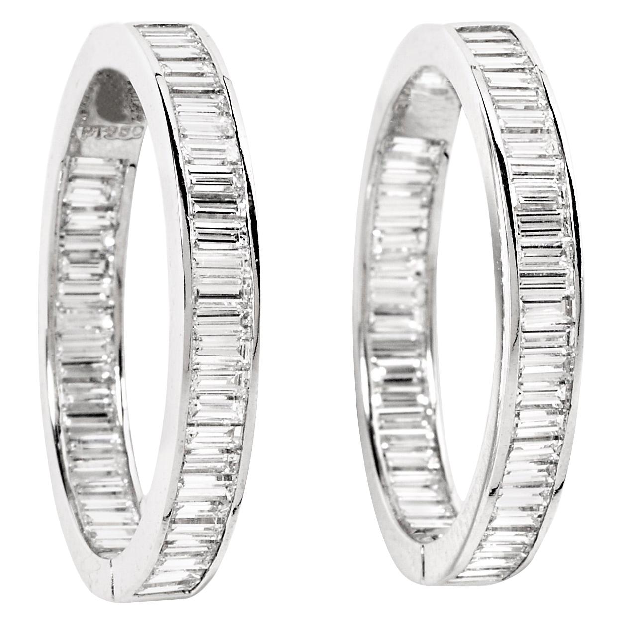 Fred Leighton Diamond and Platinum Hoop Earrings