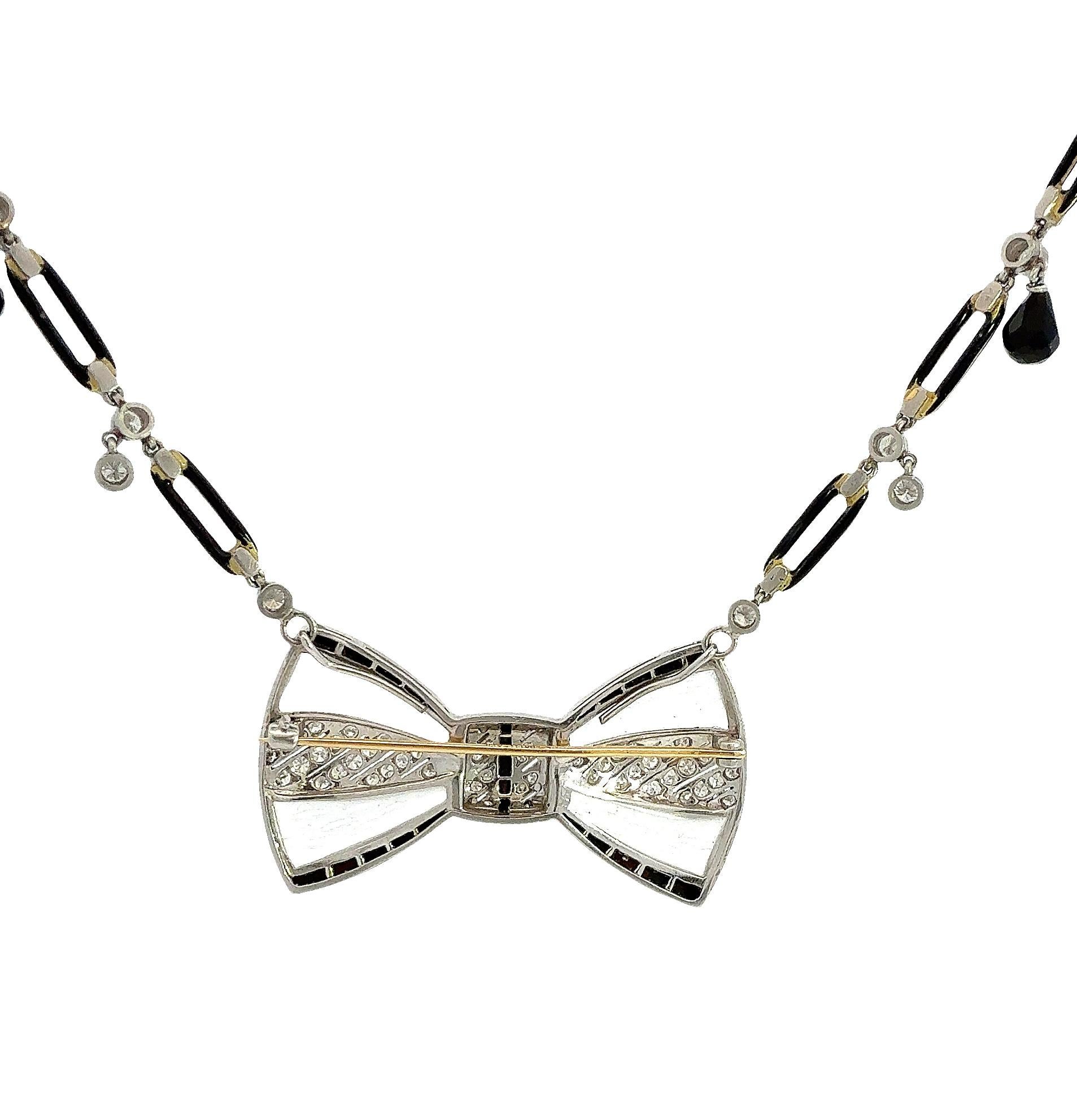 Fred Leighton - Collier à nœud en diamants, onyx et cristal de roche en vente 5