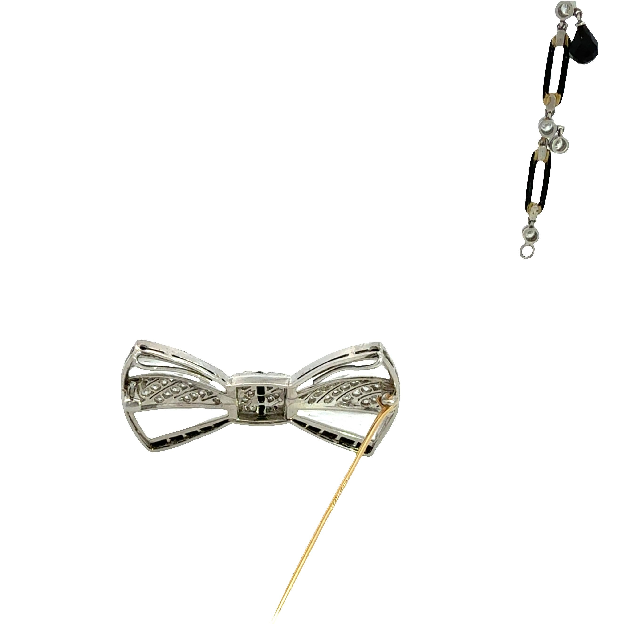 Fred Leighton - Collier à nœud en diamants, onyx et cristal de roche Unisexe en vente