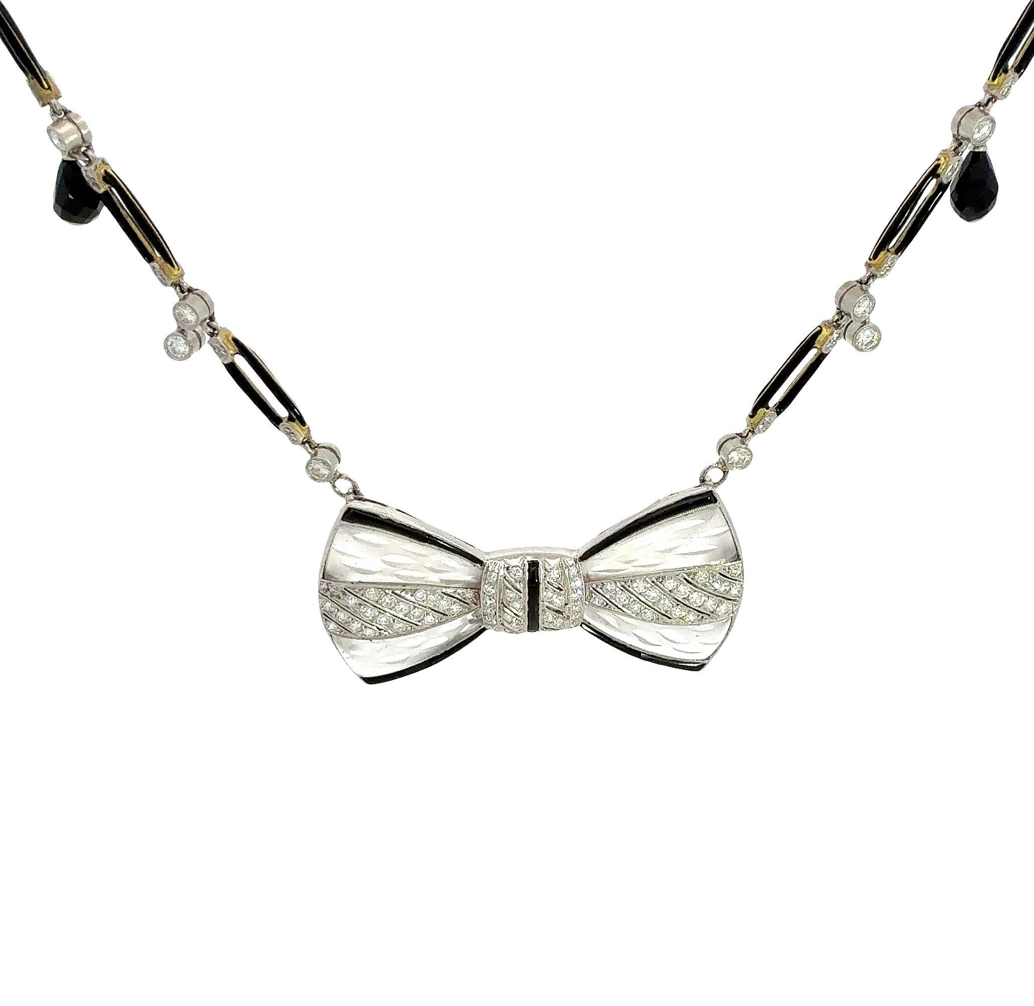 Fred Leighton - Collier à nœud en diamants, onyx et cristal de roche en vente 3