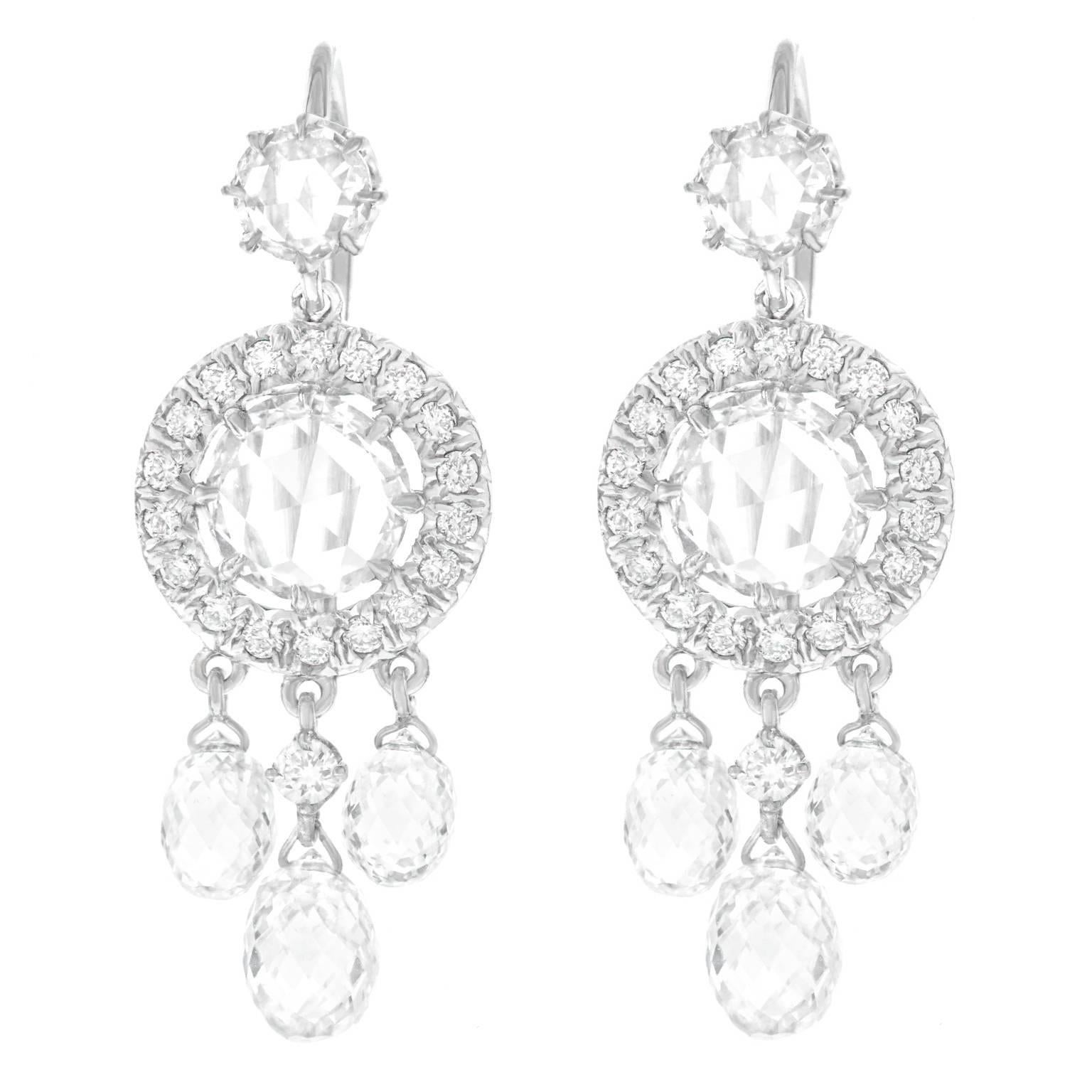 Fred Leighton Diamond Set Gold Chandelier Earrings In Excellent Condition In Litchfield, CT