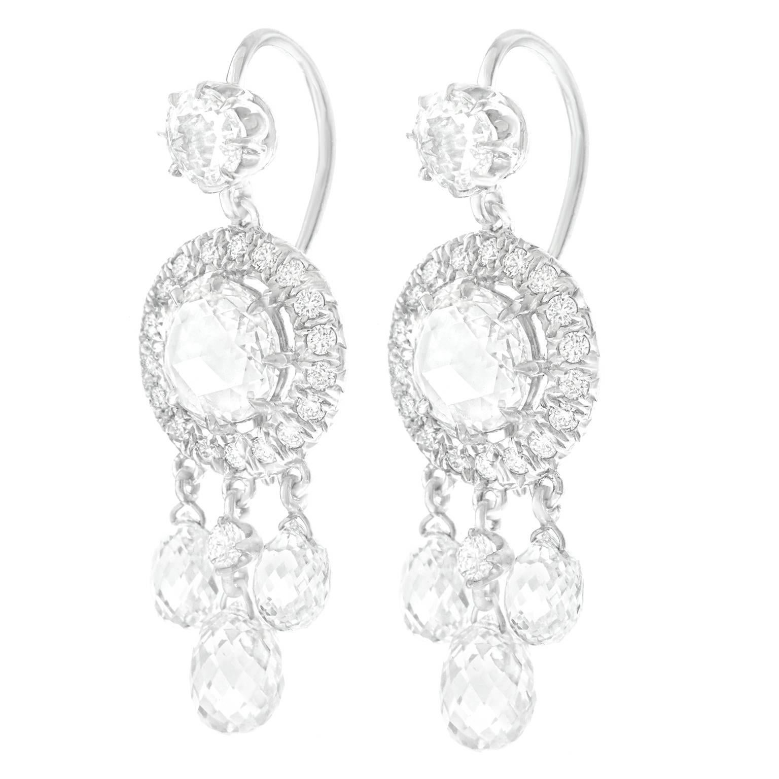 Fred Leighton Diamond Set Gold Chandelier Earrings