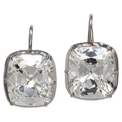 Fred Leighton GIA Certified 15.85 Carat Total Cushion Brilliant Diamond Earrings