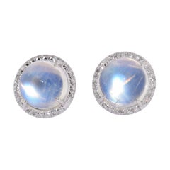 Fred Leighton Moonstone and Diamond Stud Earrings