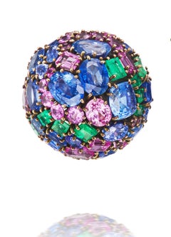 Pendientes Fred Leighton Bombé Multicolor Zafiro y Esmeralda