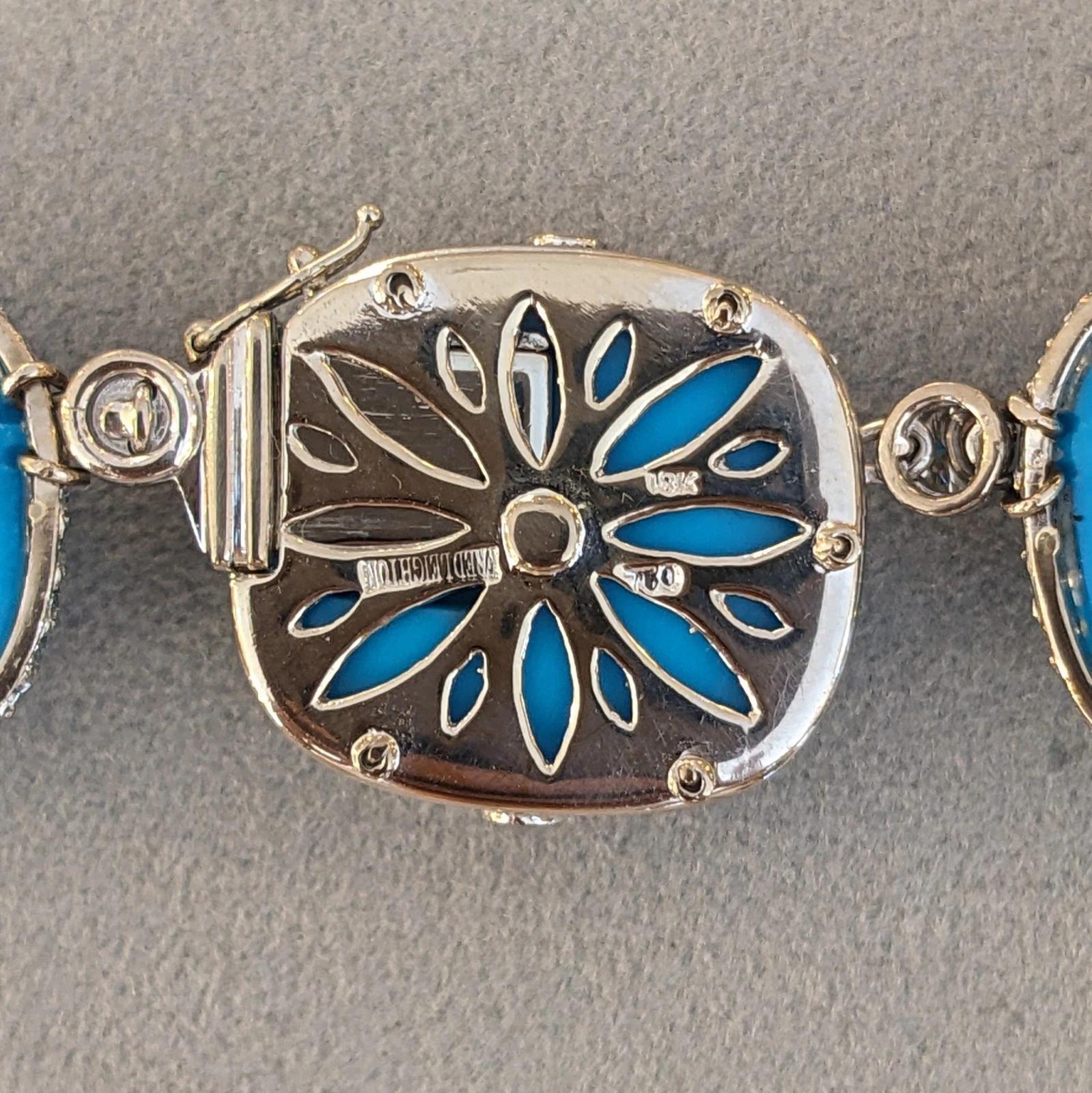 Fred Leighton Türkis und Diamant Halskette aus 18k Weißgold im Angebot 7