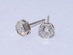 Fred Leighton Old European Cut Diamond Hexagonal Stud Earrings