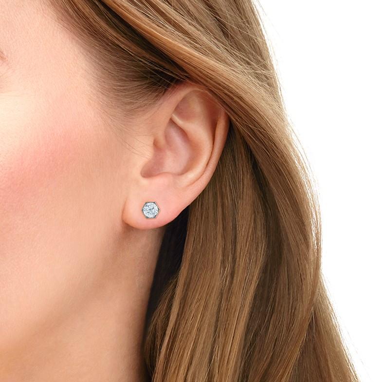 Fred Leighton, clous d'oreilles hexagonaux en diamants taille vieille Europe Neuf - En vente à New York, NY