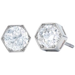 Fred Leighton, clous d'oreilles hexagonaux en diamants taille vieille Europe