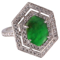 Vintage Fred Leighton Platinum Jade Diamond Ring