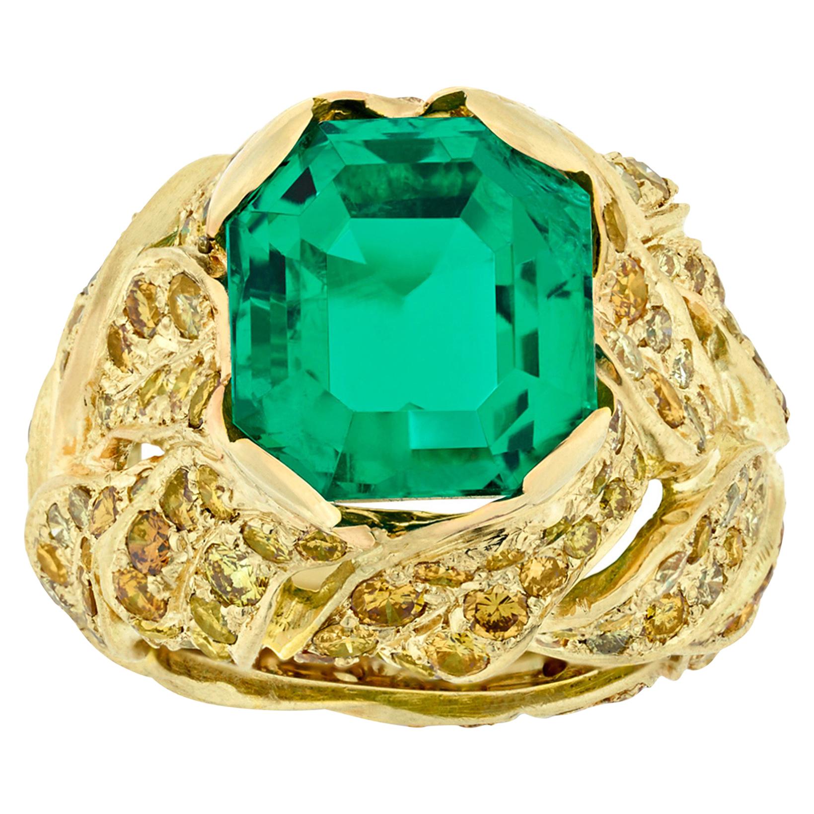 Fred Leighton Untreated 5.94 Carat Colombian Emerald Ring  