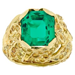 Vintage Fred Leighton Untreated 5.94 Carat Colombian Emerald Ring  