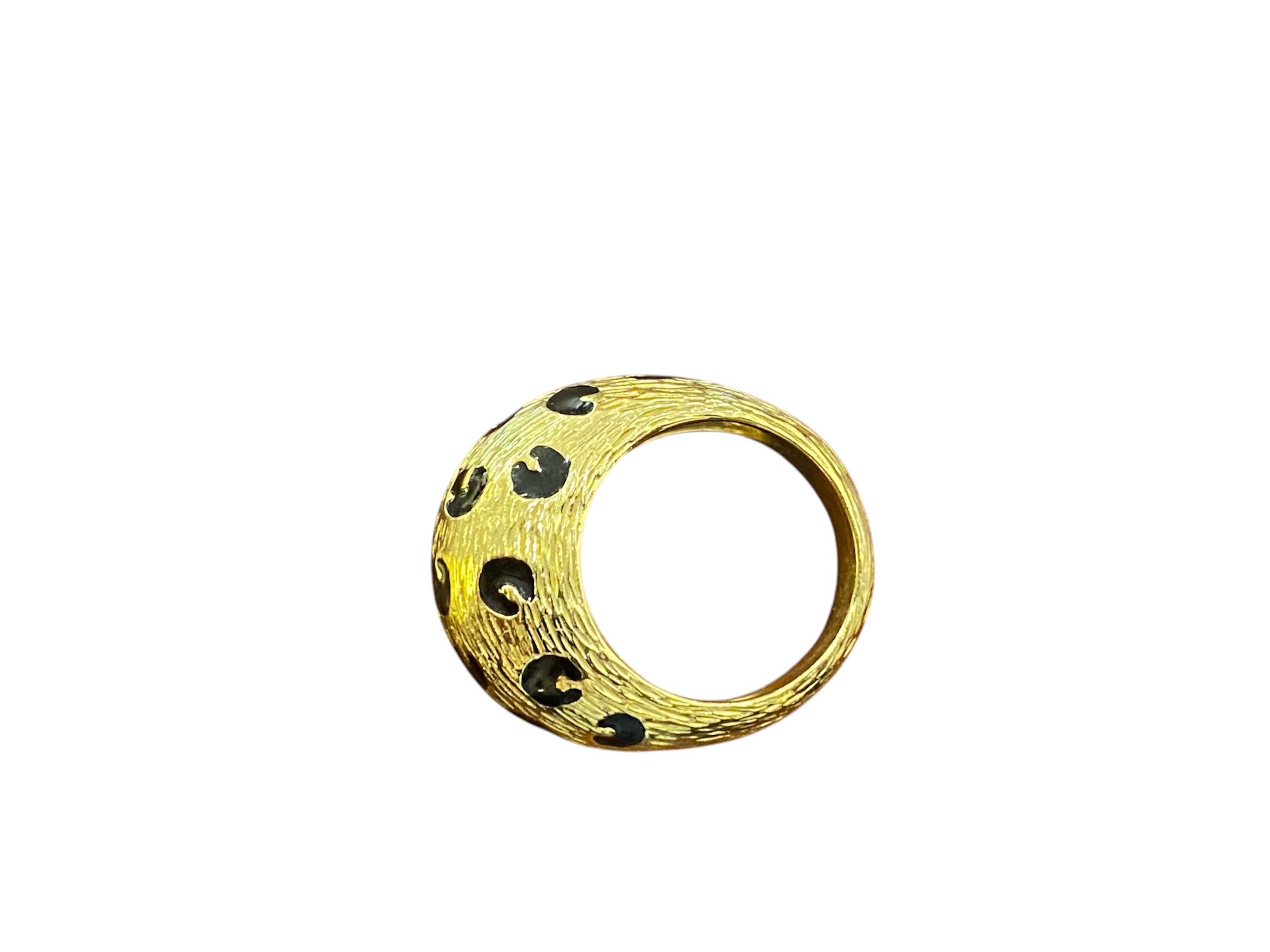 Fred Leopard Ring in Gold and Enamel In Good Condition For Sale In Lisboa, PT