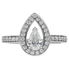 FRED Lovelight Bague de fiançailles en platine avec diamant central en forme de poire, taille 5,75
