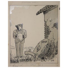 Fred Lundy CA Ilustración de caricatura de la Gran Depresión, hacia 1938